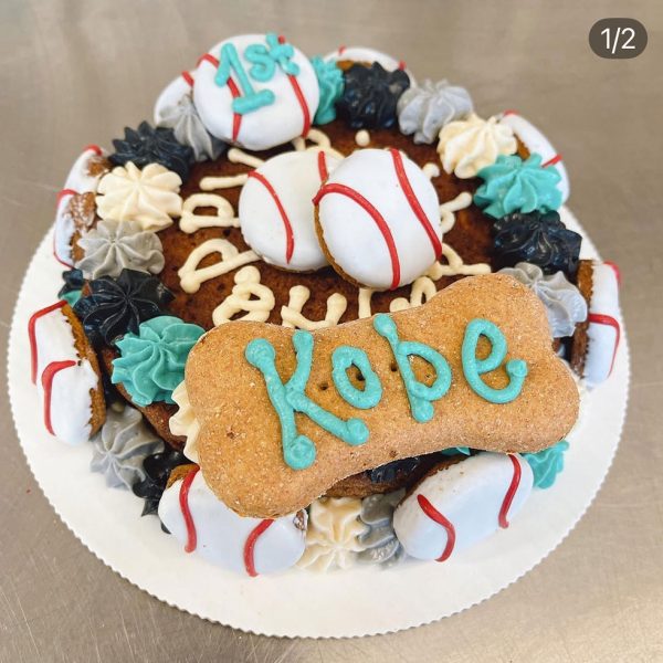 Birthday baseball dog cake