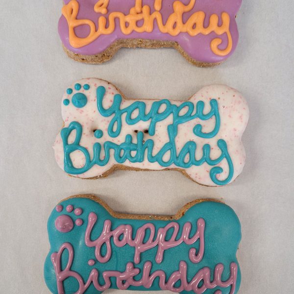 Yappy Birthday Bones trio dog treats